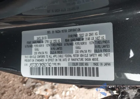 2021 Mazda Cx-9 Touring from USA, damaged, VIN JM3TCBCY3M0501740